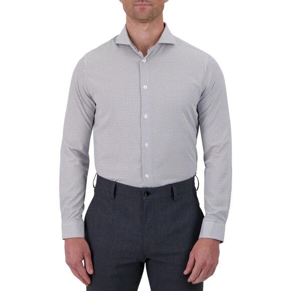 C-LAB NYC Men's Slim-Fit 4 Way Stretch Geo-Print Dress Shirt Size M 33-34 NWOT - Picture 1 of 11
